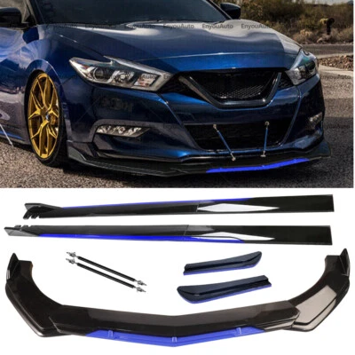 For Nissan Sentra Black Blue Front Bumper Lip 86" Side Skirt Rear Bumper Lip - Imagem 1 de 4