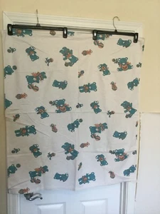 Vintage Baby Blanket Teddy Bears Balloons 36" x 40" White Blue Pink Crib New - Picture 1 of 5