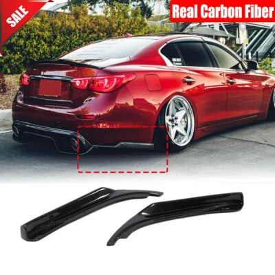 For 2014-2023 Infiniti Q50 Q50S Real Carbon Rear Bumper Side Corner Splitters - Imagen 1 de 4