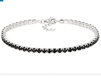 Brazalete Tenis Espinela Negra Rodio Sobre Plata Esterlina 6.48ctw NUEVO 7.25" Foto 1 de 4