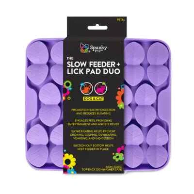 Spunky Pup Slow Feeder Lick Pad Duo Petal Pink or Purple - Image 1 of 4