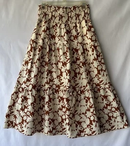 Universal Thread Midi Long Brown Floral Elastic Waist Pockets Sz M NWT - Picture 1 of 7