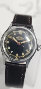 Vintage Doxa Military WWII 1940's Stainles Steel Black Dial 28mm Watch Working - Picture 1 of 21