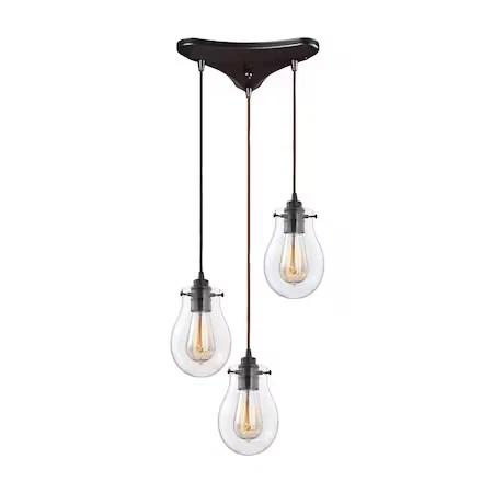 Colgante triangular de 3 luces Jaelyn ELK LIGHTING 31934/3 en bronce frotado con aceite Foto 1 de 1