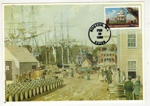 IRISH IMMIGRATION BOSTON MASS #3286 SCARCE FDC DUAL SIDED POSTCARD DERBY WHARF - Picture 1 of 2