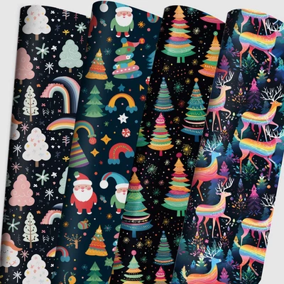 Papel de Envolver de Navidad para Niños Niñas Niños - Lindo Arco Iris Envoltura de Regalo de Navidad con  Foto 1 de 4