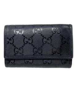 Authentic GUCCI 6-ring Monogram Key Case 278589 Men's/Women's Black - Picture 1 of 10
