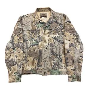 Vintage 90s Denim Jacket Mens Large Wrangler Camo Advantage Rugged Wear Realtree - Picture 1 of 4