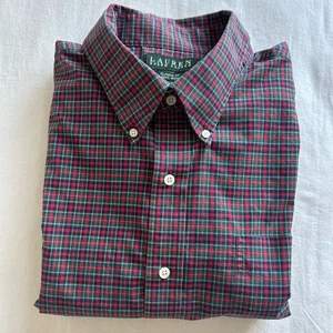 Ralph Lauren Mens Red Green Plaid Long Sleeve Button Shirt 18 Neck 36/37 Sleeve - Picture 1 of 13