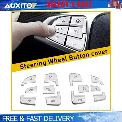 Cubierta de botón de volante cromada para Mercedes Benz CLS 2014-2017 12-60X Foto 1 de 2