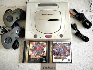 SEGA Saturn Console Complete Set 2 Gray Controllers + 2 Games Tested Japan Used - Picture 1 of 11