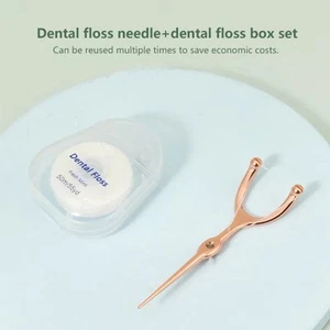Stainless Steel Floss Teeth Cleaner Handle Oral Cleaning Tools Toothpicks Set - Picture 1 of 10