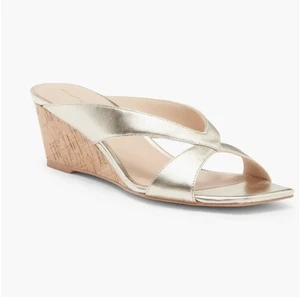 Stuart Weitzman Wedge Slide Leather Sandal Size 8.5 - Picture 1 of 6