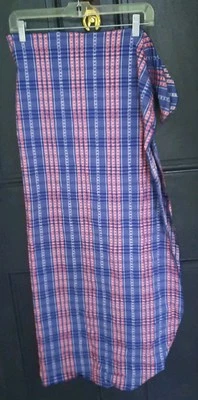 NUEVO CON ETIQUETAS FRESH MELOCOTONES O/S Envoltura Separada 37x41 Estrellas Rojas y Azules Cuadros Y2K Foto 1 de 4