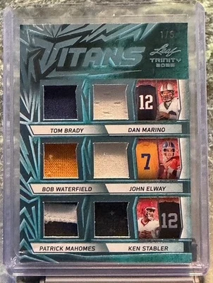 2025 Leaf Trinity Brady Marino Waterfield Elway Mahomes Stabler Titans Relic 1/5 - Image 1 of 2