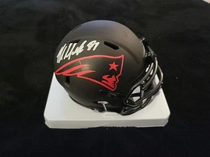 Rob Gronkowski signierter New England Patriots Eclipse Mini Helm mit Hologramm Echtheitszertifikat - Bild 1 von 6