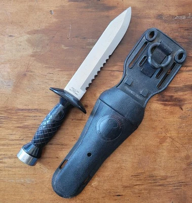 Vintage Aqua Lung US Divers Knife w/ Sheath Japan Pat. 214031 1970's VGC! - Image 1 of 4