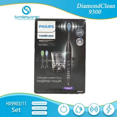 Philips Sonicare DiamondClean Smart 9300 Toothbrush Set HX992B HX9903/11 Black - Image 1 of 4