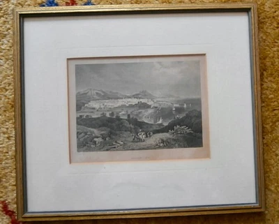 Barcelona Katalonien Spanien Stadtansicht. Stahlstich ca. 1850.Top.Galerierahmen - Bild 1 von 4