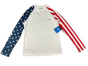 Columbia PFG Omni-Shade Womens M Tidal Sands Americana Long Sleeve Tee Patriotic - Picture 1 of 5