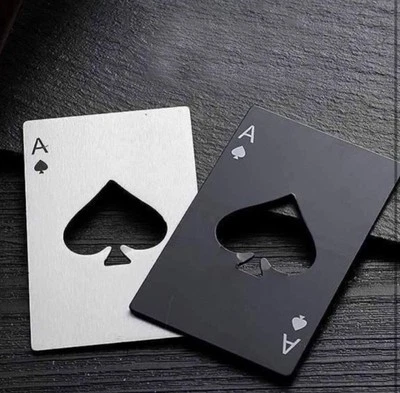 Stainless Steel Poker Card Bottle Opener (1  black ) ￼ - Image 1 of 4
