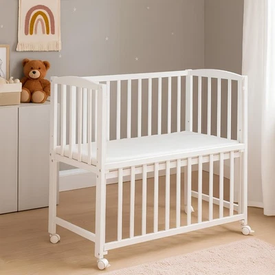 Beistellbett Babybett 90x40cm höhenverstellbar weiß Matratze Räder - Bild 1 von 4