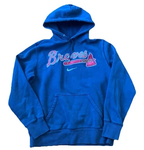 Nike Atlanta Braves Herren Hoodie Large Swoosh Spell Out Logo blau schwer - Bild 1 von 5
