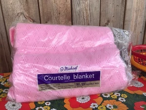 VTG ST MICHAEL COURTELLE CELLULAR PINK SATIN EDGE BLANKET 90" x 100" DOUBLE BED - Picture 1 of 24