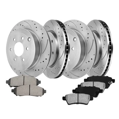 338mm Front & Rear Drilled Rotors + Brake Pads for 2003-2009 Toyota 4Runner GX47 Foto 1 de 4
