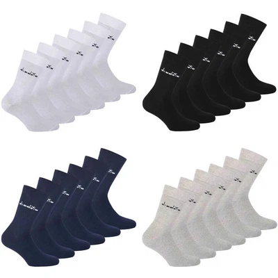 Diadora Unisex Socken, 6er Pack - Sportsocken, Baumwolle, Logo, einfarbig