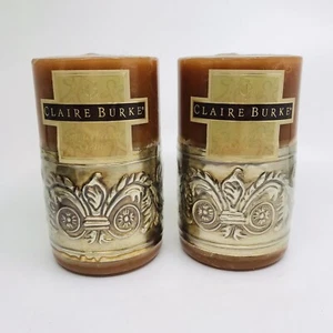 2 VINTAGE Gingerbread Claire Burke Candles 5” Pillar Candles Scented Pillars NOS - Picture 1 of 5