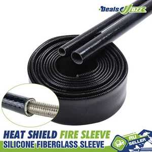 Flexible Heat Shield Fire Sleeve Silicone Fiberglass Cable Protect Against Flame - Picture 1 of 19
