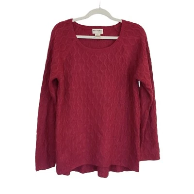 Suéter feminino Kate & Mallory marrom pescador malha de cabo robusto médio em excelente estado usado aconchegante - Imagem 1 de 4