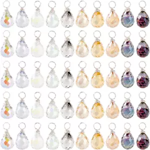 200Pcs Faceted Teardrop Charms, 10 Colors Crystal Charms Transparent Glass Cryst - Picture 1 of 12