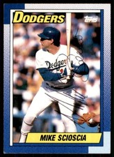1990 Topps Mike Scioscia IP Signed Auto Los Angeles Dodgers #605