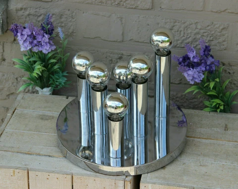 Vintage 1970 Chrome Boulanger by Sciolari flush mount pendant lamp chandelier n2 Cover