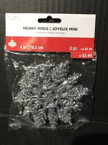 Celebrate It 4” Hanging Silver Glitter Snowflakes ❄️ 8pc Ornaments New - Picture 1 of 3