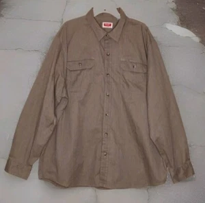 Wrangler Work Shirt Mens Size 2XL Beige Button Up Heavyweight Pockets - Picture 1 of 3
