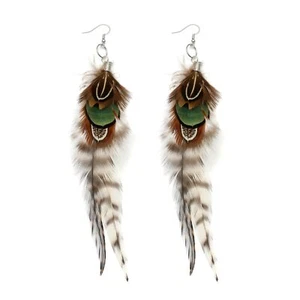 Long Feather Earring for Women Boho Bohemian Earrings Multicolor Tassel Handmade - Picture 1 of 5