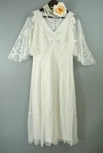 Nataya Ivory Lace Dress S Gatsby Style Wedding Bridal Vintage Bohemian NWT#40116 - Picture 1 of 7