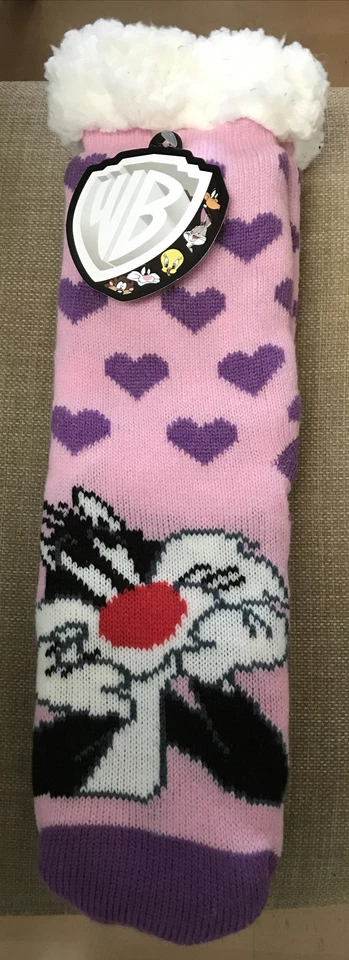 Bugs Bunny Looney Tunes Know It All Cartoon Sherpa Lined Non Slip SLIPPER Socks