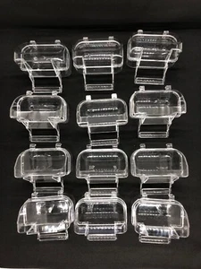 12 Pack Clear Acrylic Bird Cage Feeders Covered C Cups 3 oz  Parakeet Canary - Picture 1 of 14