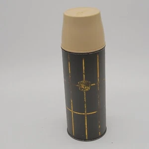 Vintage Thermos With White Cup & Gray-Gold Grid Design Made in USA - Picture 1 of 7