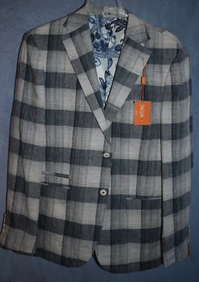 TALLIA Hombre 100% Lino Blanco/Azul Marino Cuadros Chaqueta Deportiva 40R Nueva Con Etiquetas para Verano DIVERTIDO Foto 1 de 4