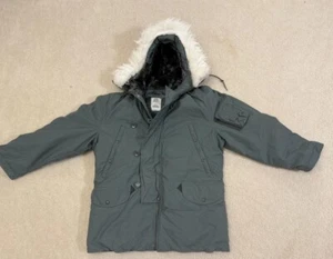 USGI N-3B Parka Giacca Snorkeling Tempo Freddo con Cappuccio di Pelliccia Autentico Medio NUOVO - Foto 1 di 9