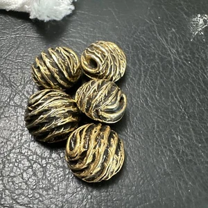 VTG 5 Domed Black Brass Metal Buttons 3/4" Twisted Rope Designer Cabochon - Picture 1 of 4