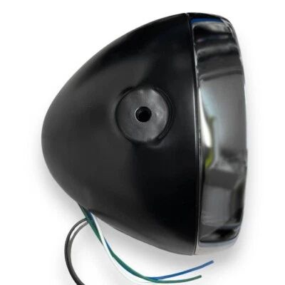 Scheinwerfer schwarz chrom seitliche Befestigung Cafe Racer +Schrumpfschlauch - Bild 1 von 4