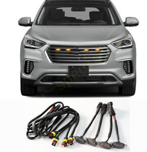 4X For Hyundai Santa Fe 2013-18 Front Grille LED Light Raptor Style Grill Cover