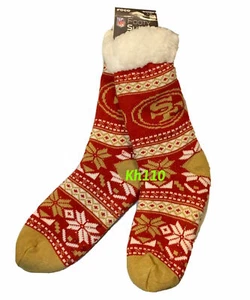  San Francisco 49ers NFL Women’s Tall Footy Non Skid Slippers -Size 6-10 -NEW - Picture 1 of 4
