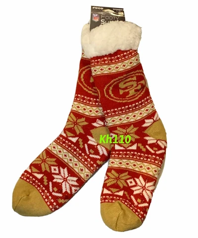San Francisco 49ers NFL Women’s Tall Footy Non Skid Slippers -Size 6-10 -NEW Cover
